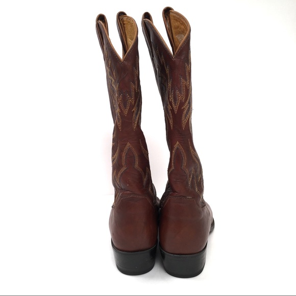 Justin Western Boots Brown Leather - Picture 4 of 8